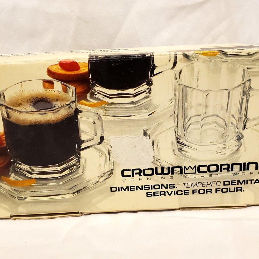 Crown Corning Tempered Demitasse Service for Four